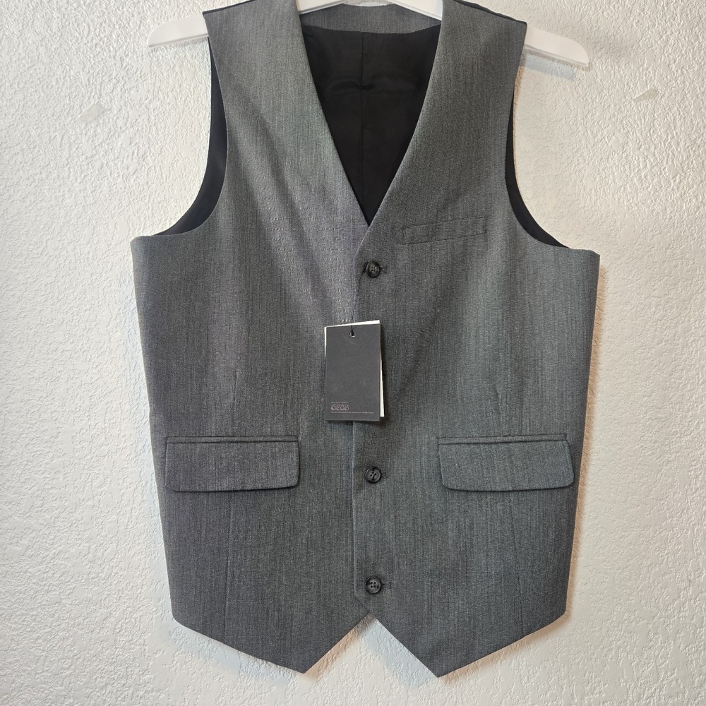 ASOS Slim Fit Gray Suit Vest Mens 36 Formal Waistcoat Wedding Dress NWT